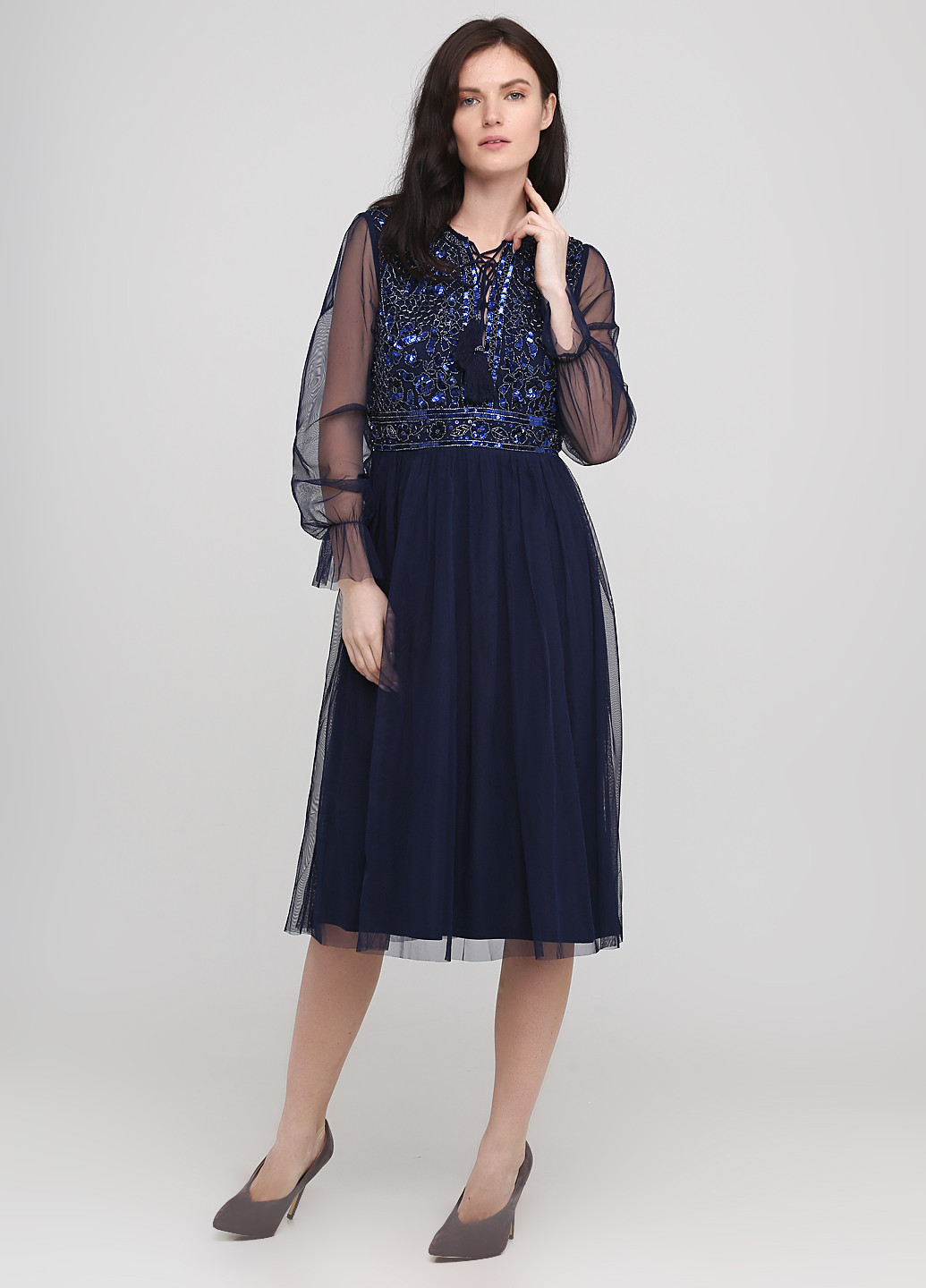 Темно-синее коктейльное платье Ashley Brooke однотонное