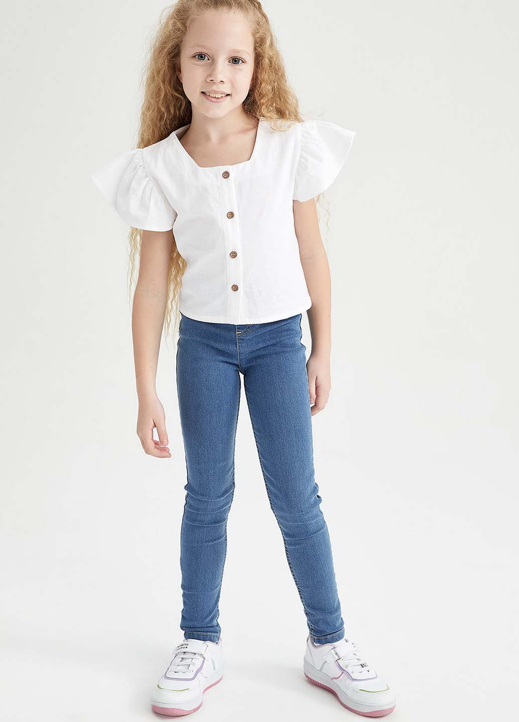 Светло-синие демисезонные скинни джинсы DeFacto