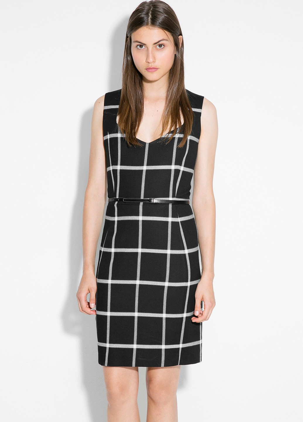 Черное кэжуал платье Mango в клетку