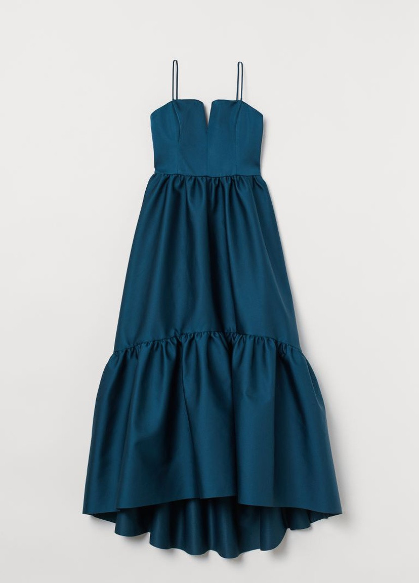 Темно-синее кэжуал платье со шлейфом H&M однотонное