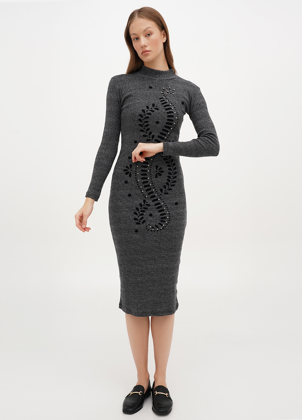 Темно-сіра кежуал сукня сукня-водолазка Soyler меланжева