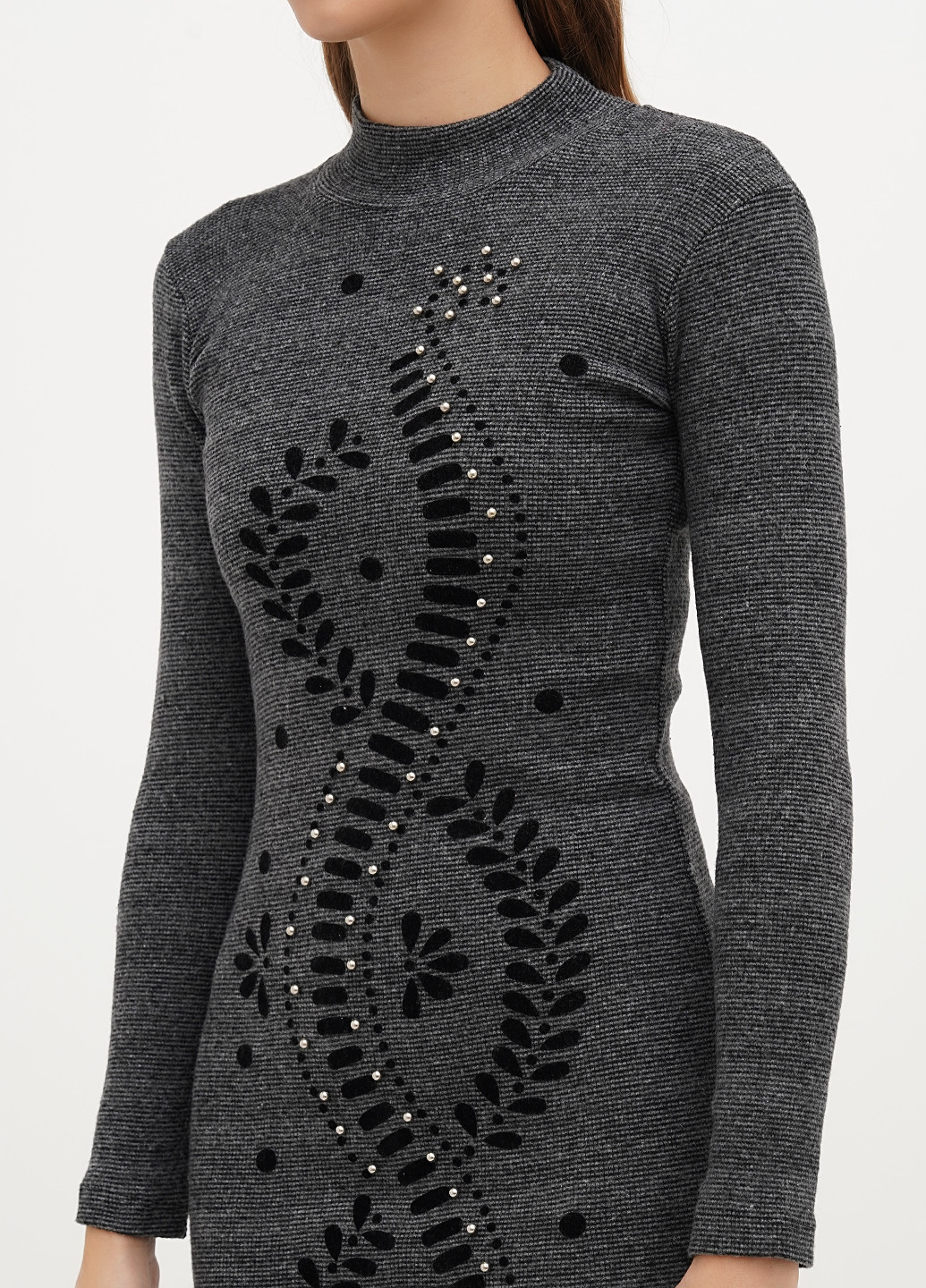 Темно-сіра кежуал сукня сукня-водолазка Soyler меланжева