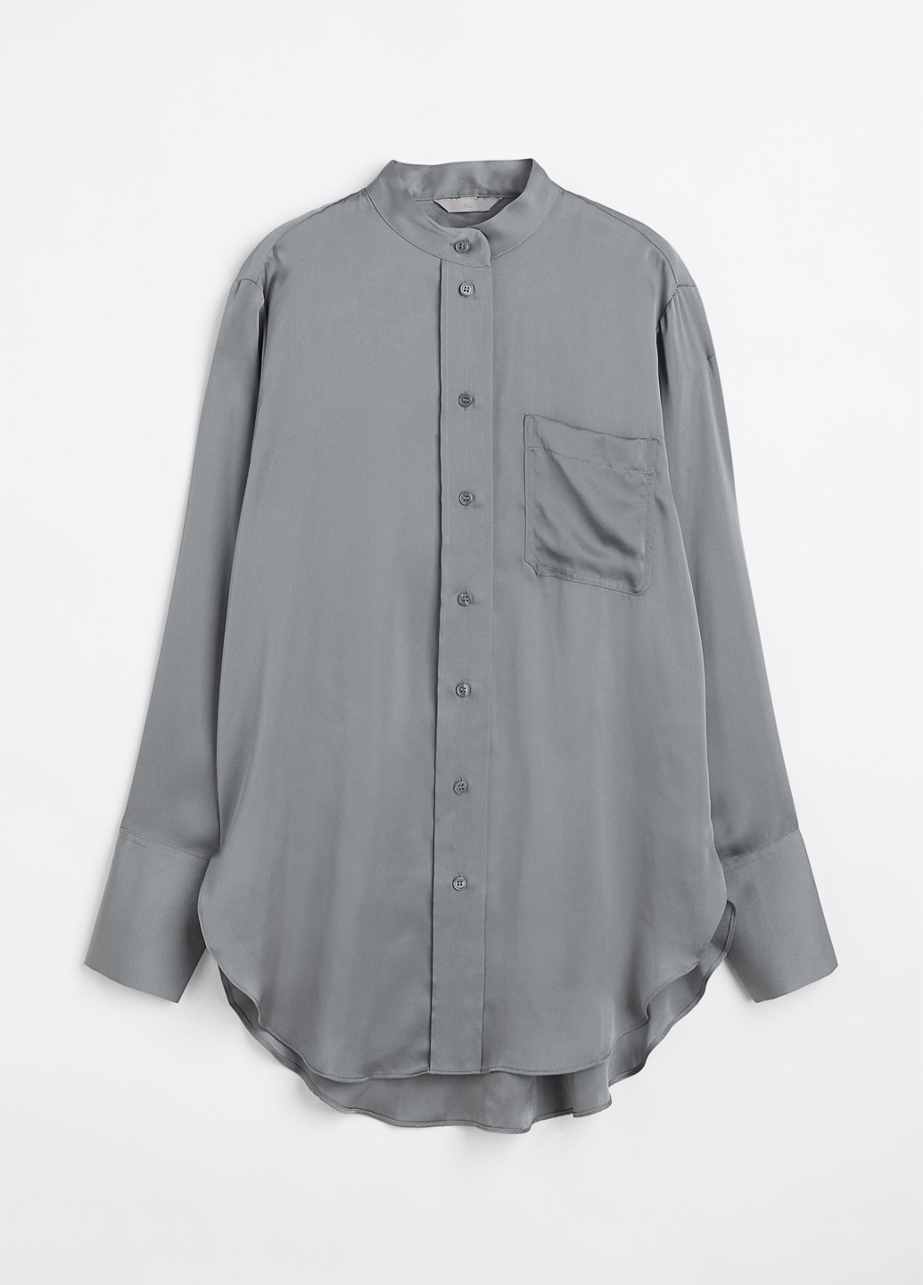 Серо-зеленая кэжуал рубашка однотонная H&M