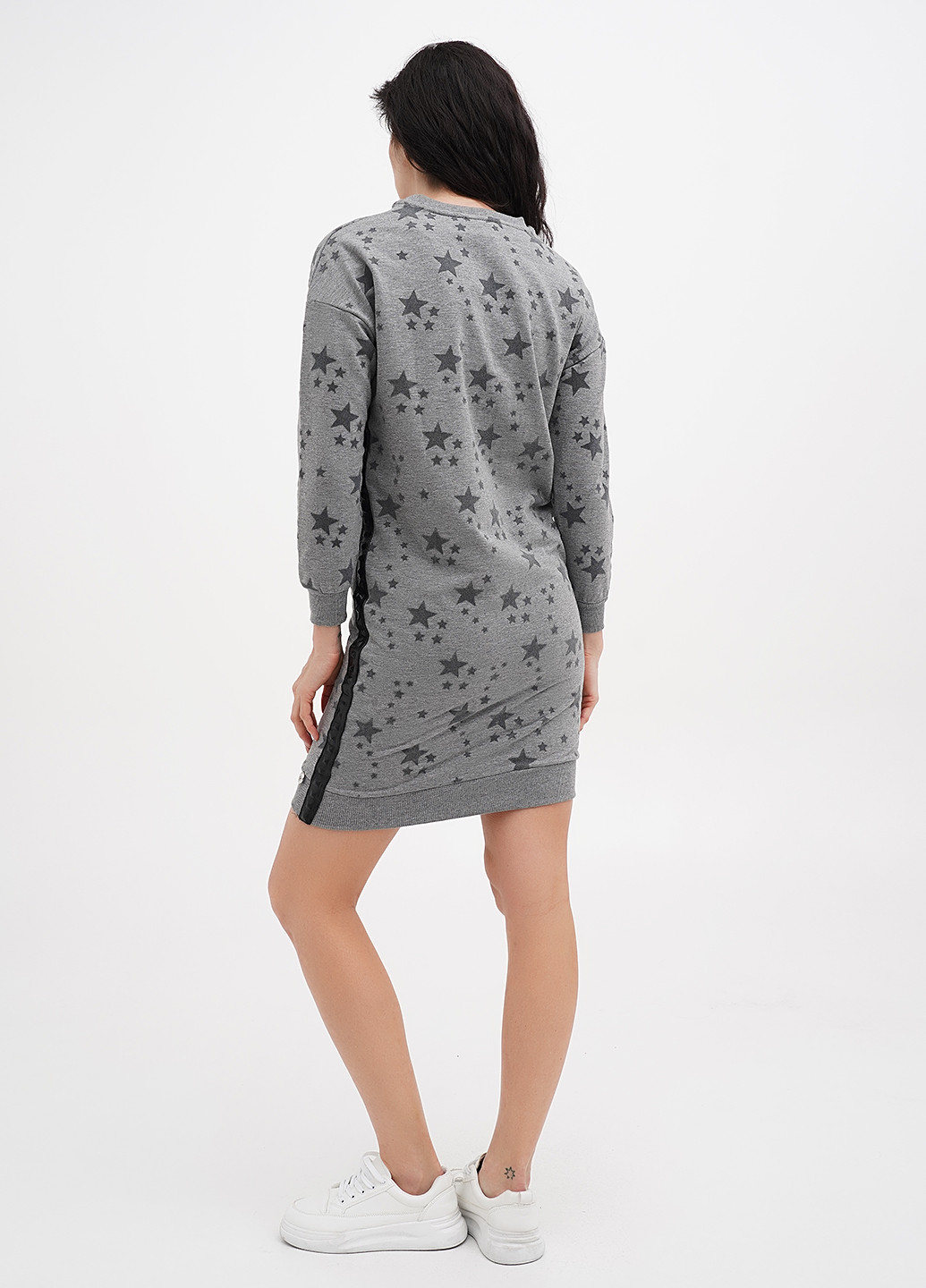 Серое кэжуал платье платье-свитшот Met звезды
