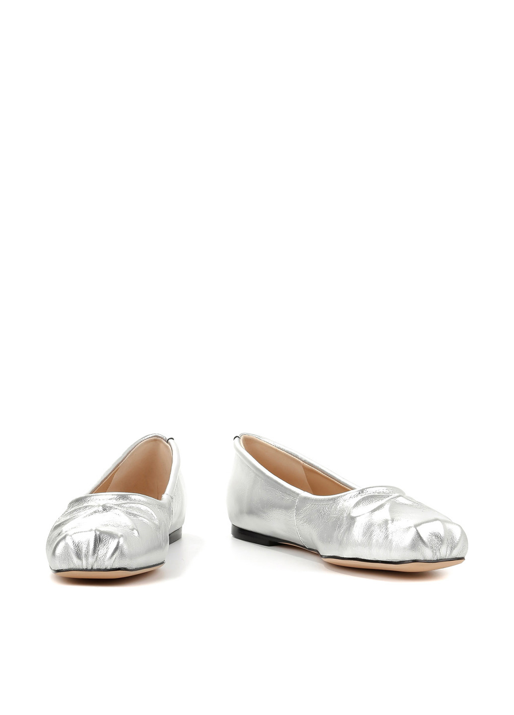 Жіночі балетки Le'BERDES | срібні однотонні бант натуральна шкіра (360795568)