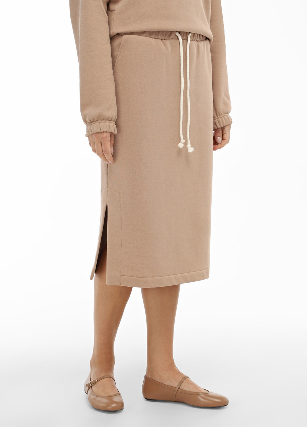 Бежевая спортивная, кэжуал однотонная юбка Promin карандаш