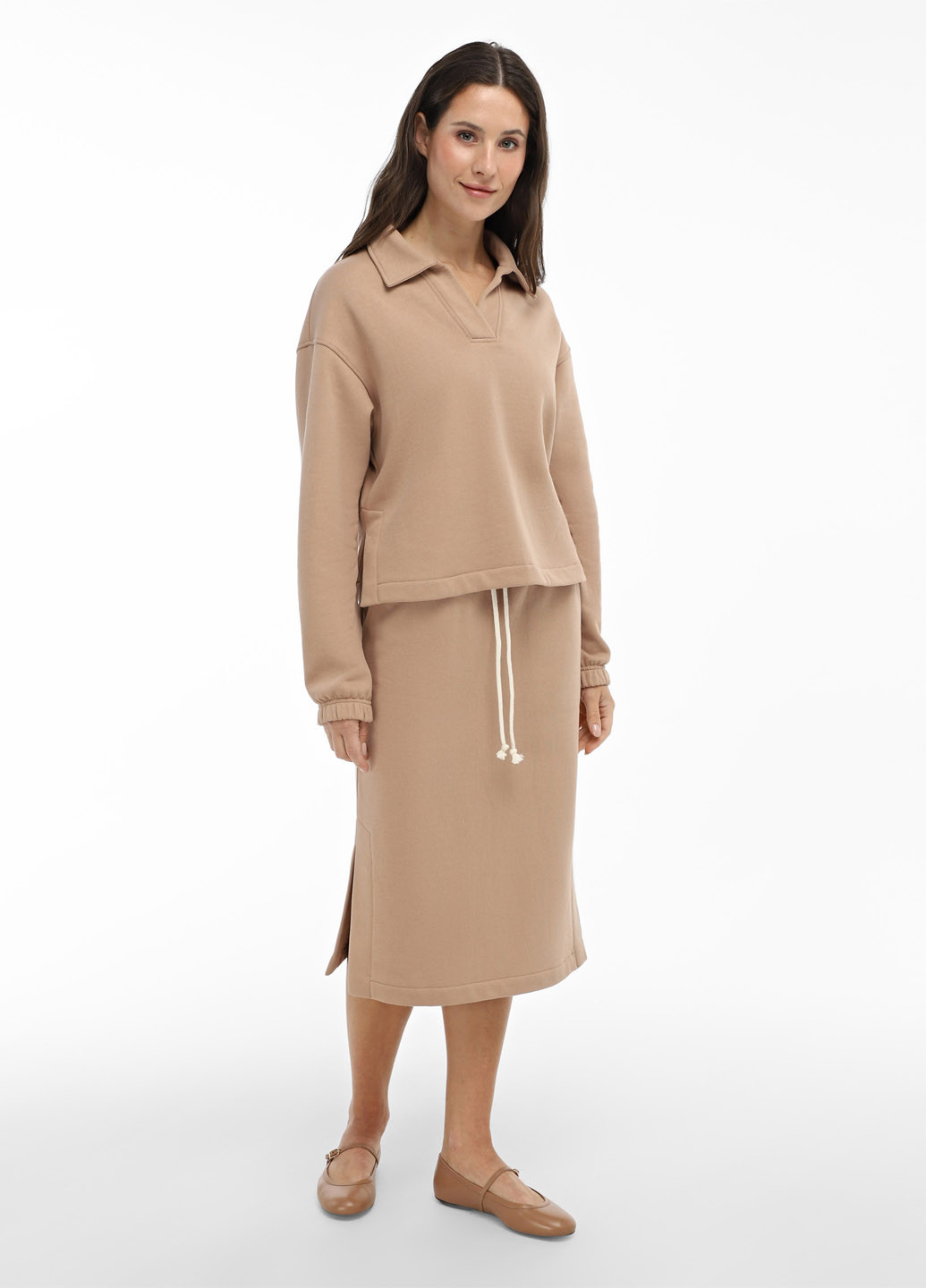 Бежевая спортивная, кэжуал однотонная юбка Promin карандаш