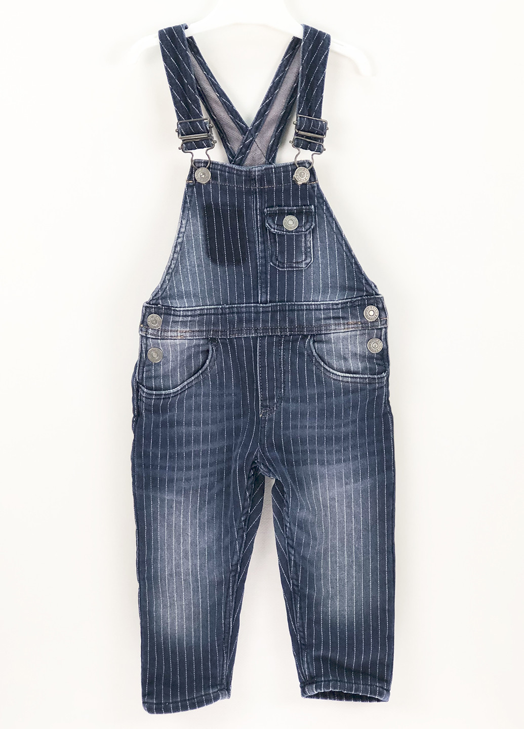 Комбінезон H&M комбінезон-брюки смужка синій джинсовий