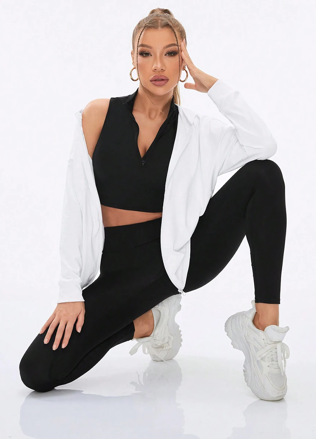 Комплект (топ, толстовка, леггинсы) SHEIN (330749680)