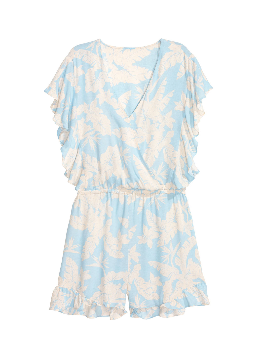 Комбинезон H&M комбинезон-шорты цветочный голубой кэжуал вискоза