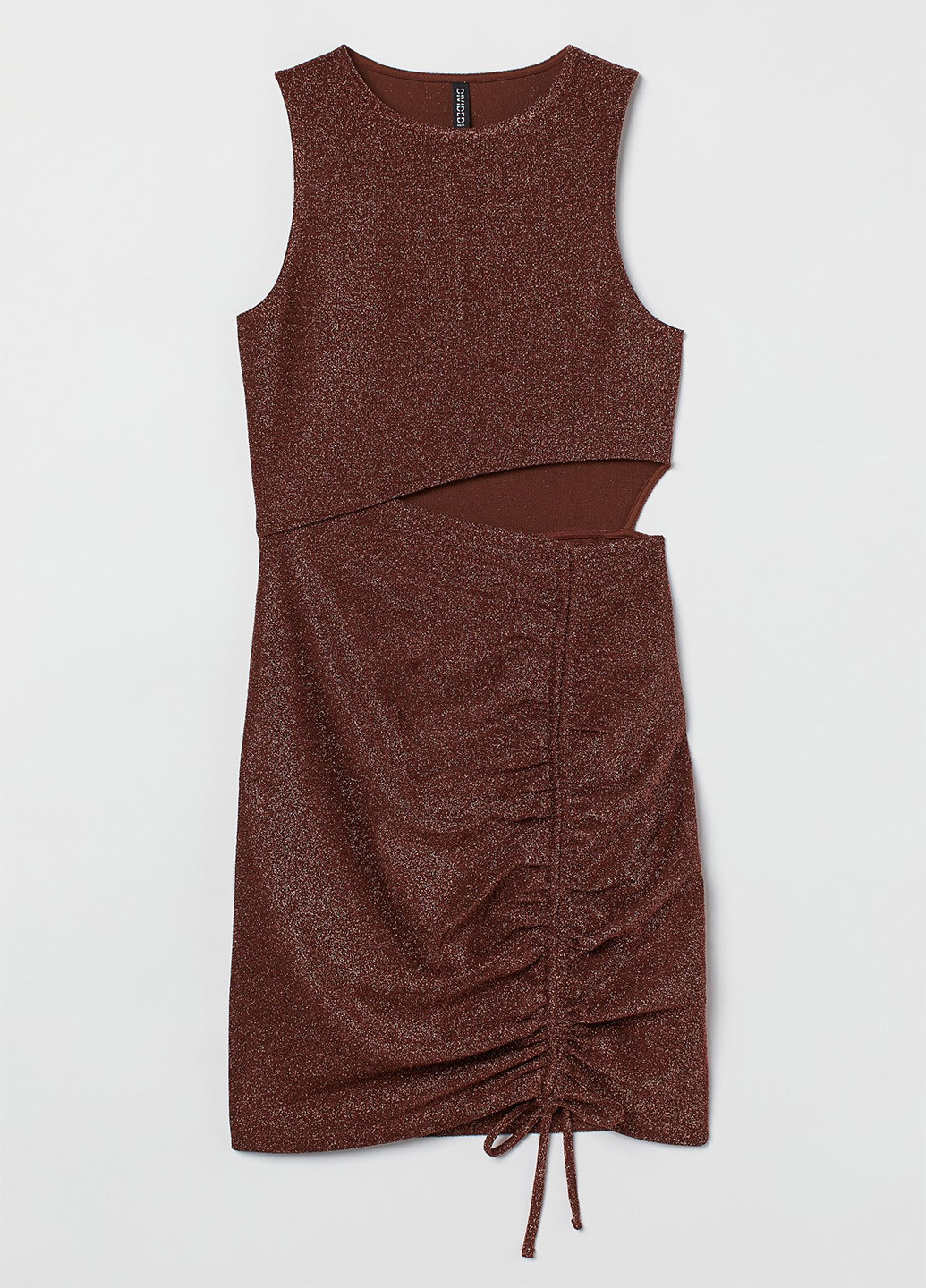 Коричневое коктейльное платье H&M меланжевое