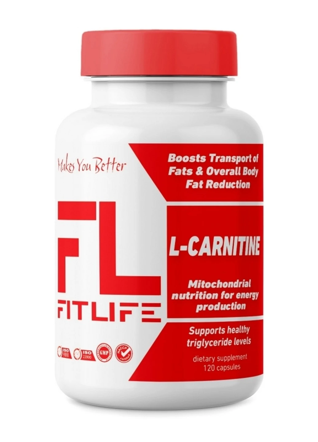 L-карнитин L-Carnitine 120 капсул FitLife (255362865)
