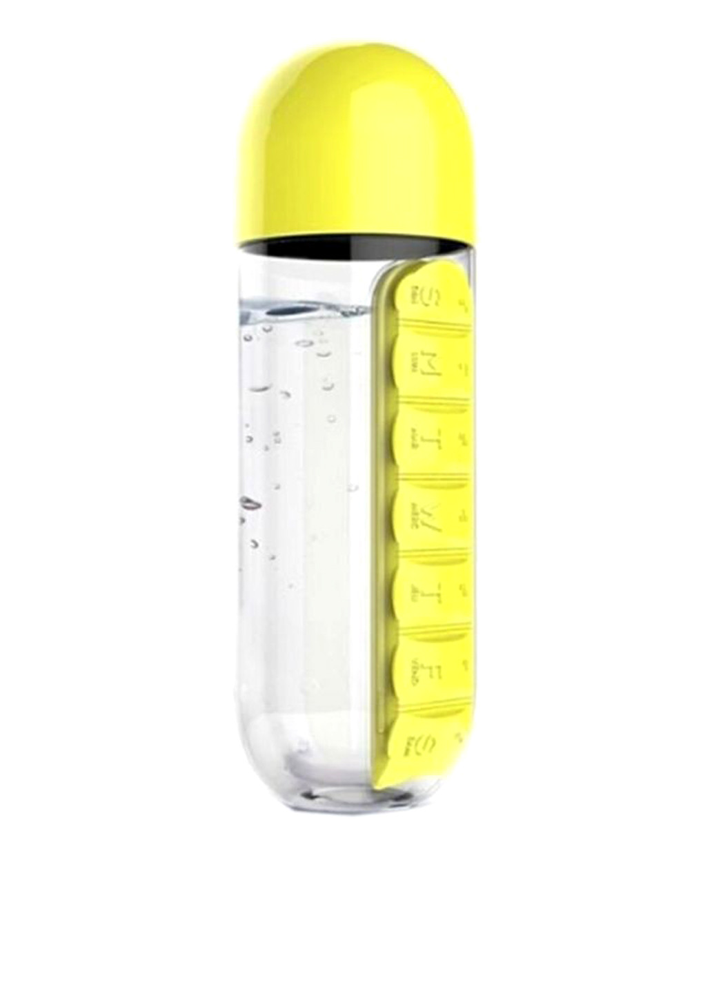 Бутылка с таблетницей, 600 мл Forus однотонная жёлтая