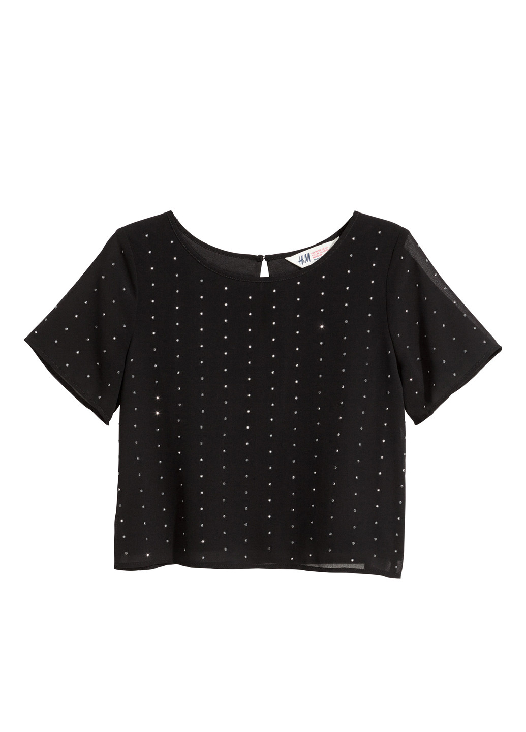 Черная в горошек блузка с коротким рукавом H&M летняя