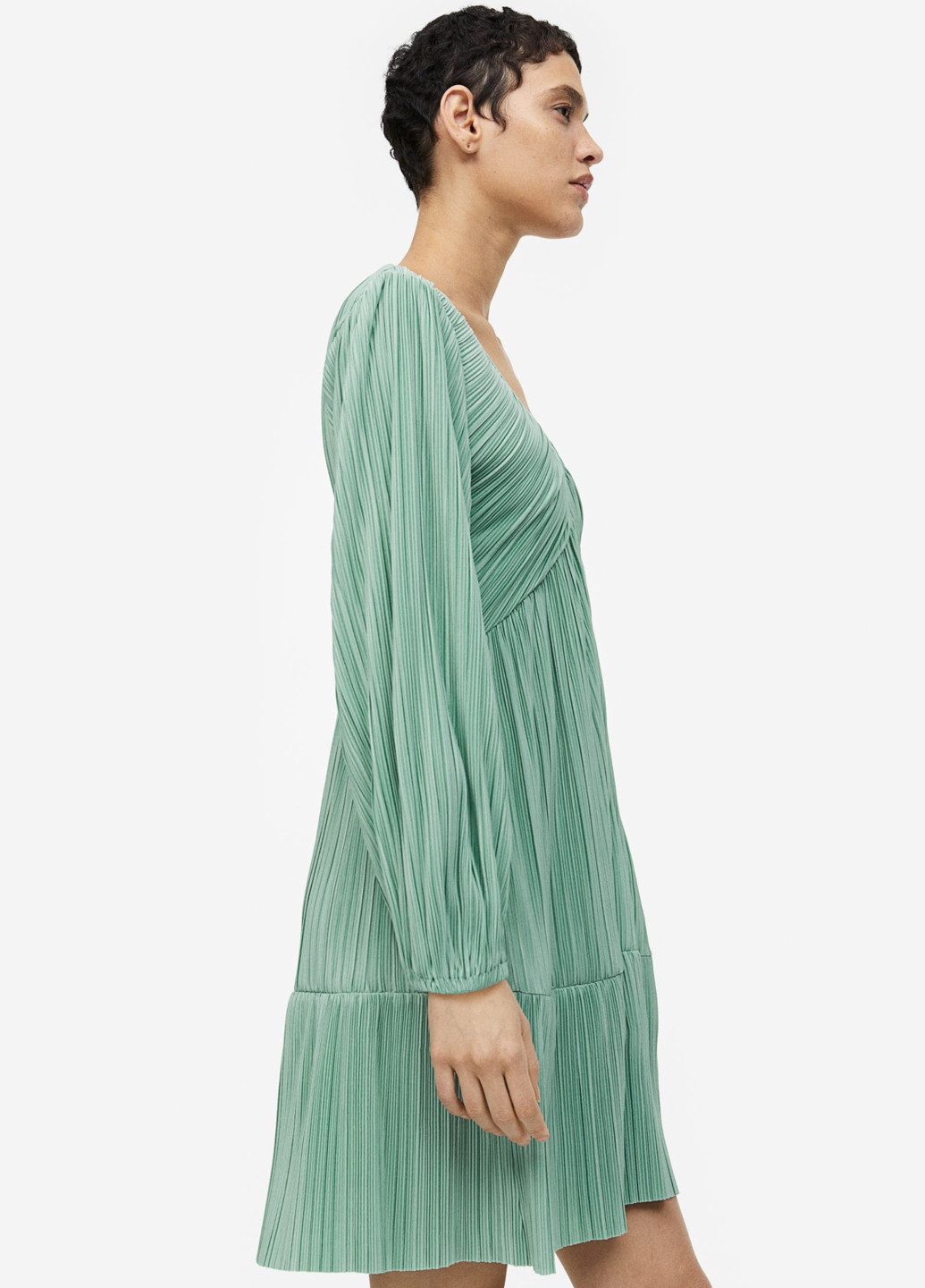 Бірюзова кежуал сукня а-силует, плісована H&M однотонна
