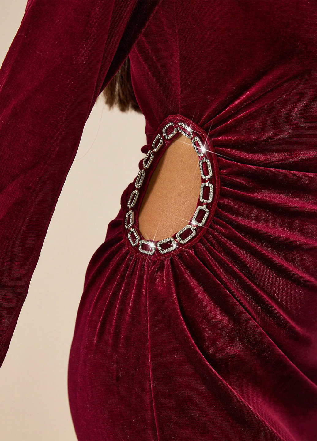 Темно-вишневое коктейльное платье силуэтная SHEIN однотонное