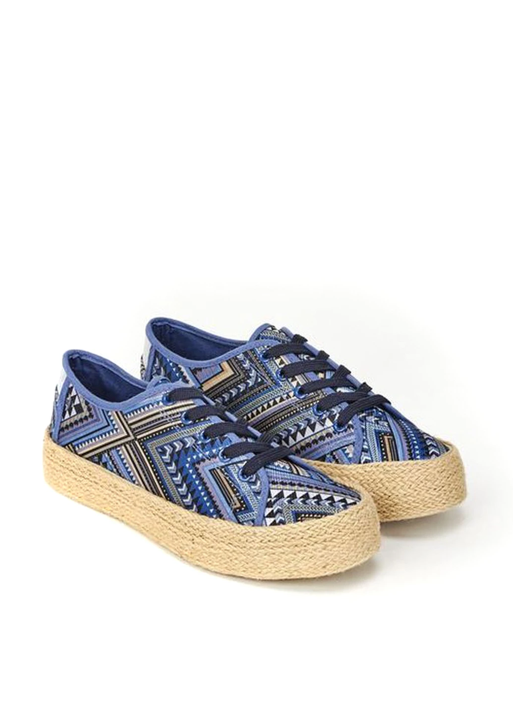 Синие эспадрильи JustFab абстрактный без декора (22189096)