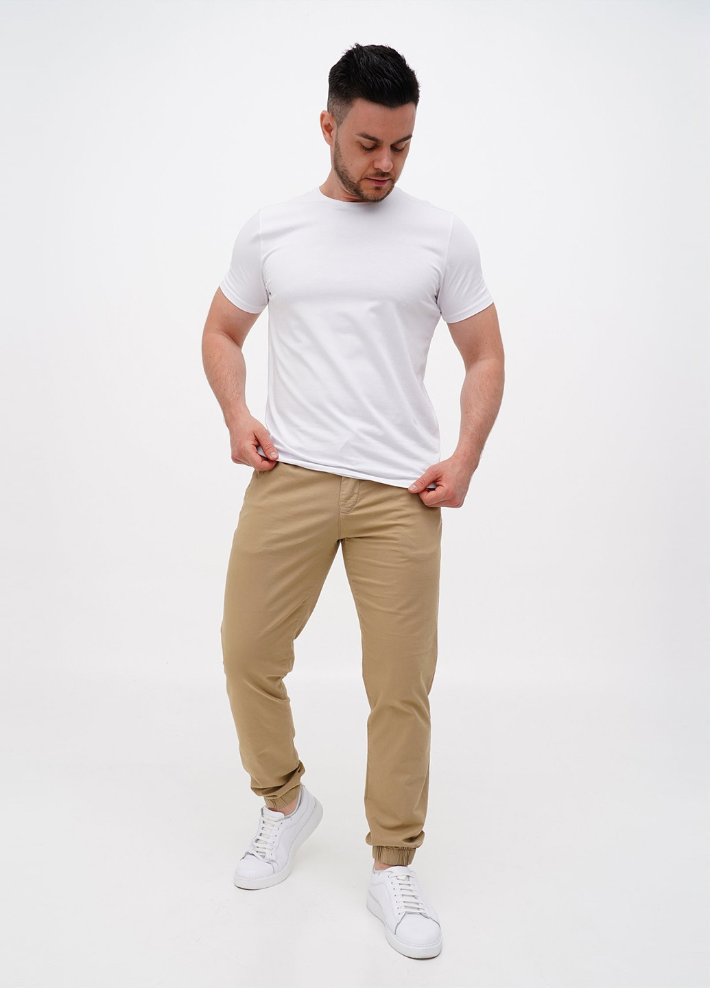 Бежевые кэжуал демисезонные джоггеры брюки Trend Collection