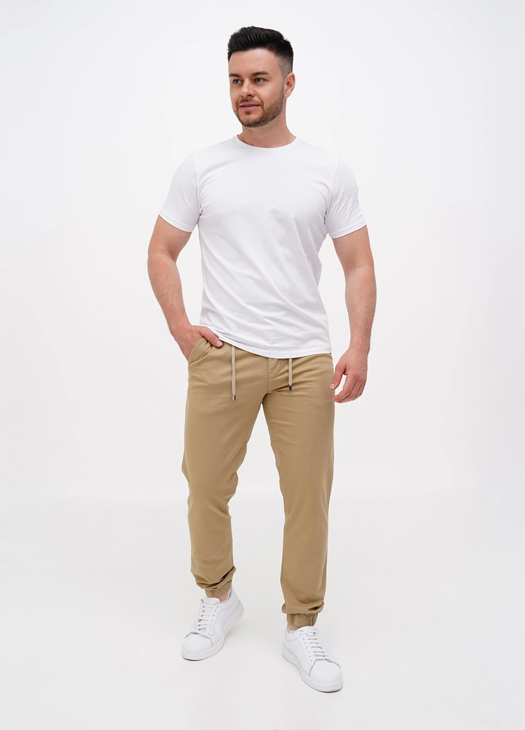 Бежевые кэжуал демисезонные джоггеры брюки Trend Collection