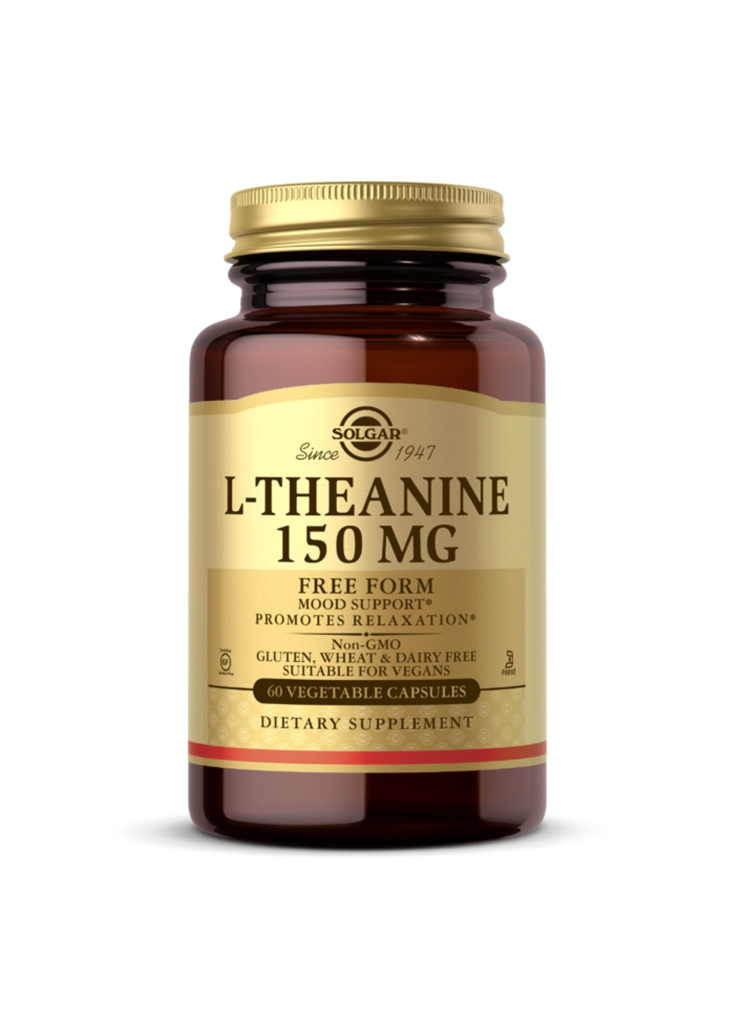 L-теанин L-Theanine, 150 мг, 60 растительных капсул Solgar (255363372)