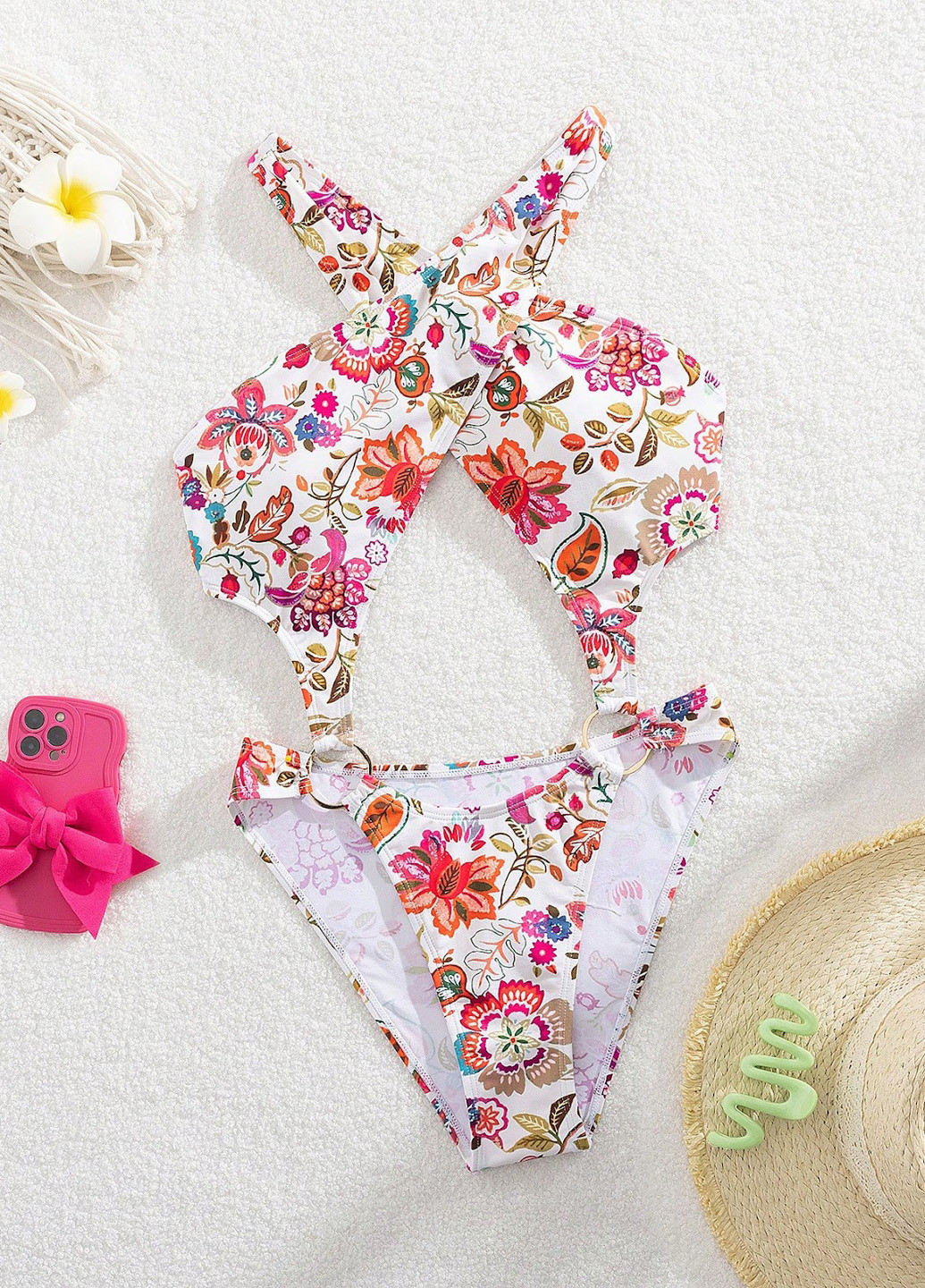 Комбінований демісезонний купальник суцільний, трікіні SHEIN