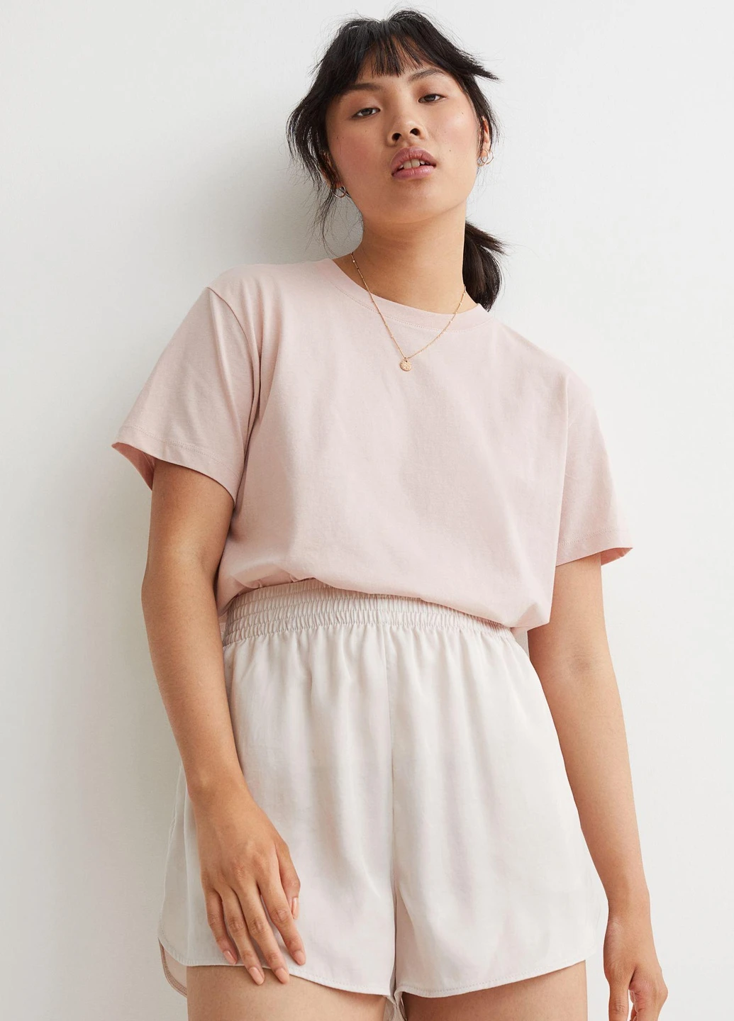 Футболка,пудровий, H&M Basic - (255192380)