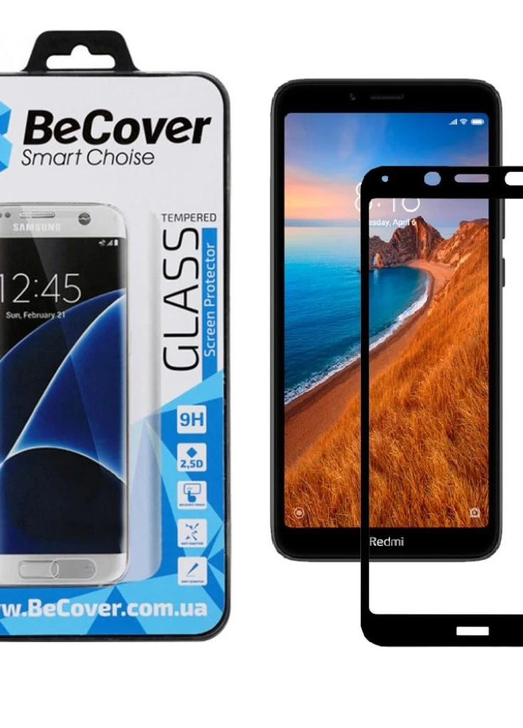 Скло захисне для Xiaomi Redmi 7A Black (703886) BeCover (203978668)
