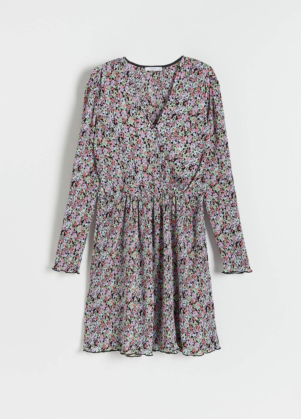 Комбинированное кэжуал платье на запах Reserved с цветочным принтом