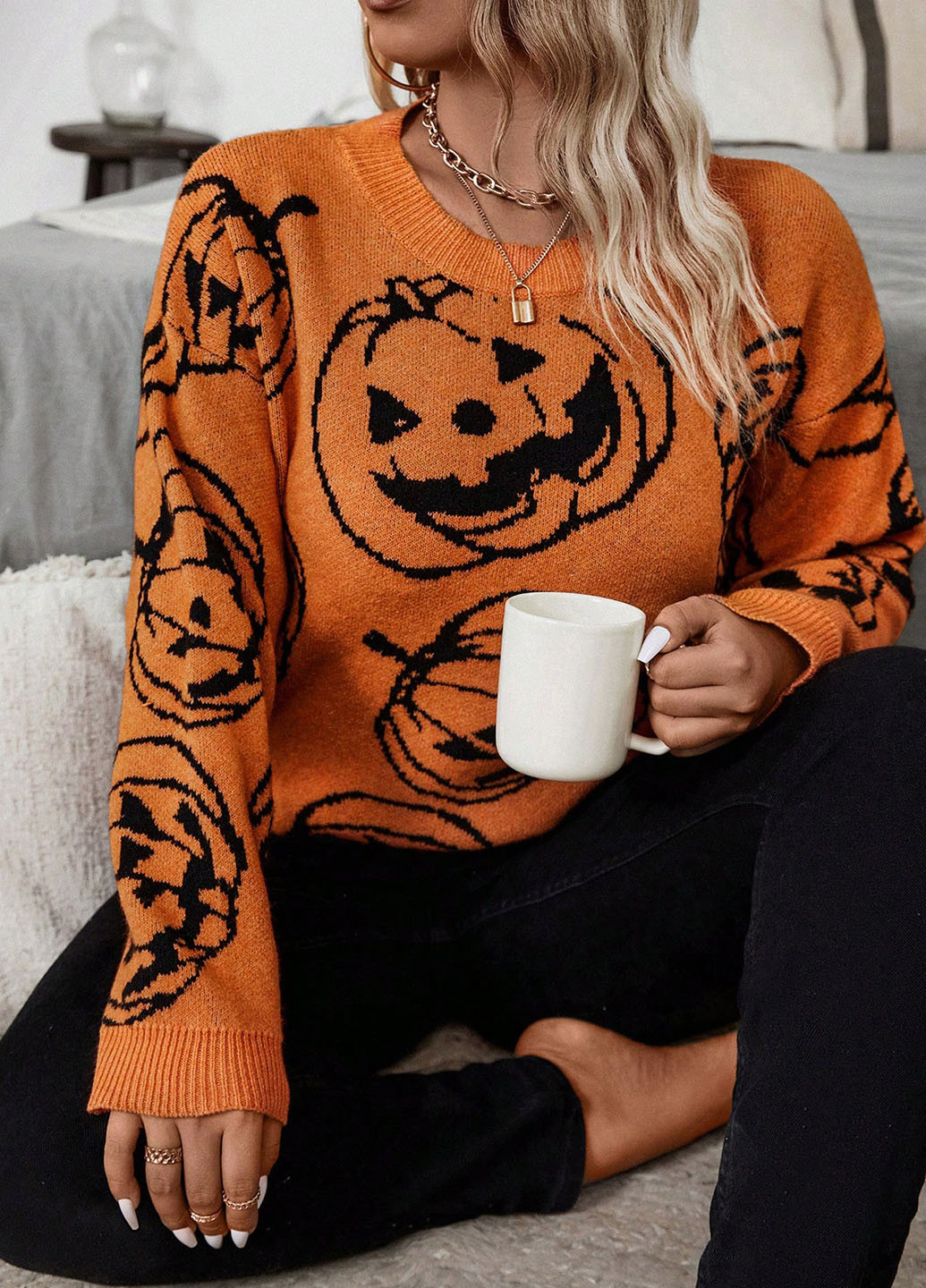 Помаранчевий демісезонний джемпер джемпер SHEIN