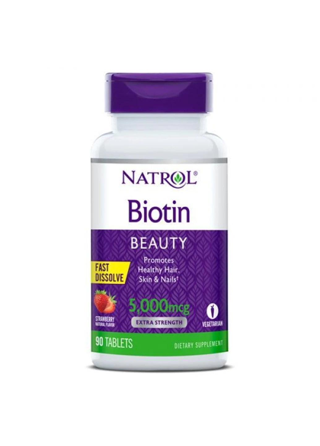 Біотин Biotin Fast Dissolve 5,000 mcg (90 таб) вітамін б7 натролклубніка Natrol (255410608)