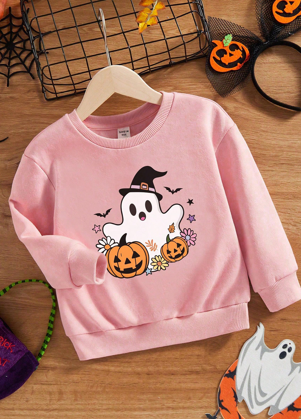 SHEIN світшот малюнок світло-рожевий кежуал поліестер