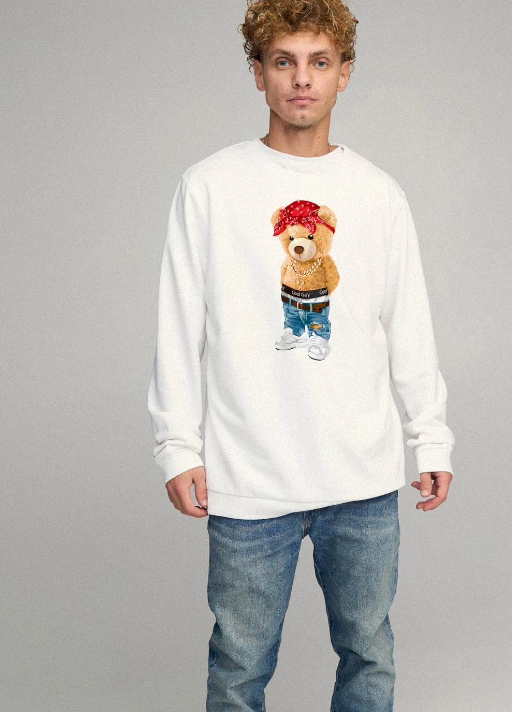 Білий світшот чоловічий oversize /no flis/ YAPPI малюнок (251791391)