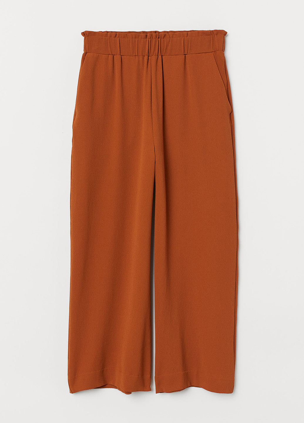 Терракотовые кэжуал демисезонные прямые, укороченные брюки H&M