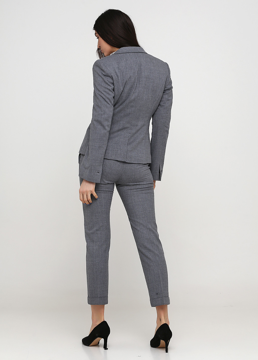 Костюм (жакет, брюки) MAX&Co брючный меланж тёмно-серый деловой шерсть, костюмная