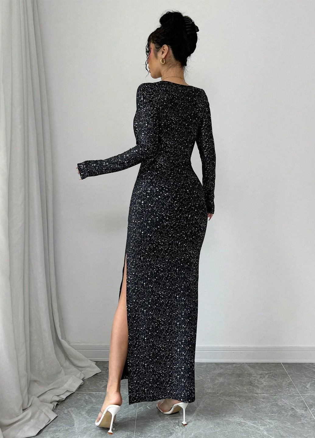 Чорна вечірня сукня SHEIN однотонна