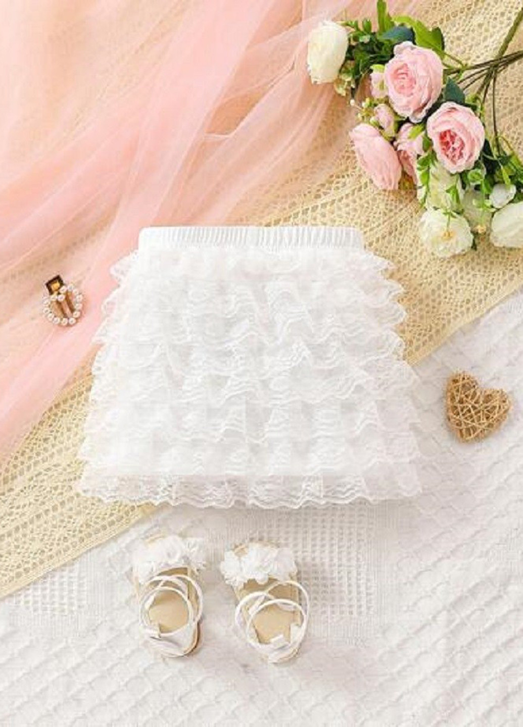 Белая праздничный однотонная юбка SHEIN