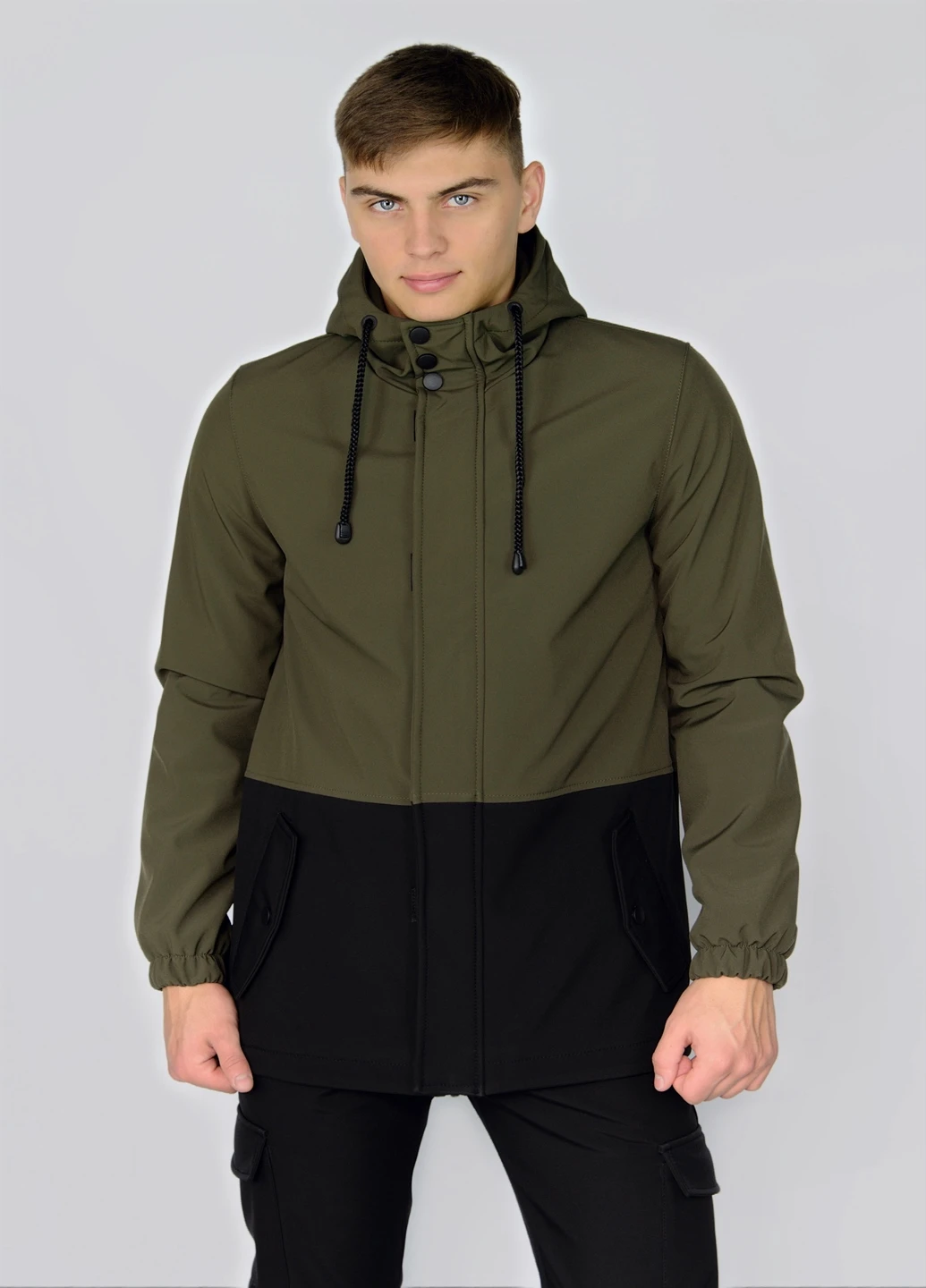 Оливковая (хаки) демисезонная куртка softshell "citizen" хаки-черная Intruder