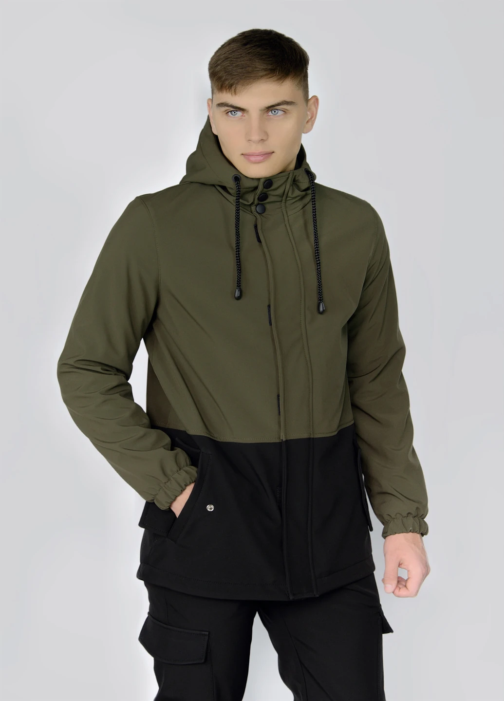 Оливковая (хаки) демисезонная куртка softshell "citizen" хаки-черная Intruder