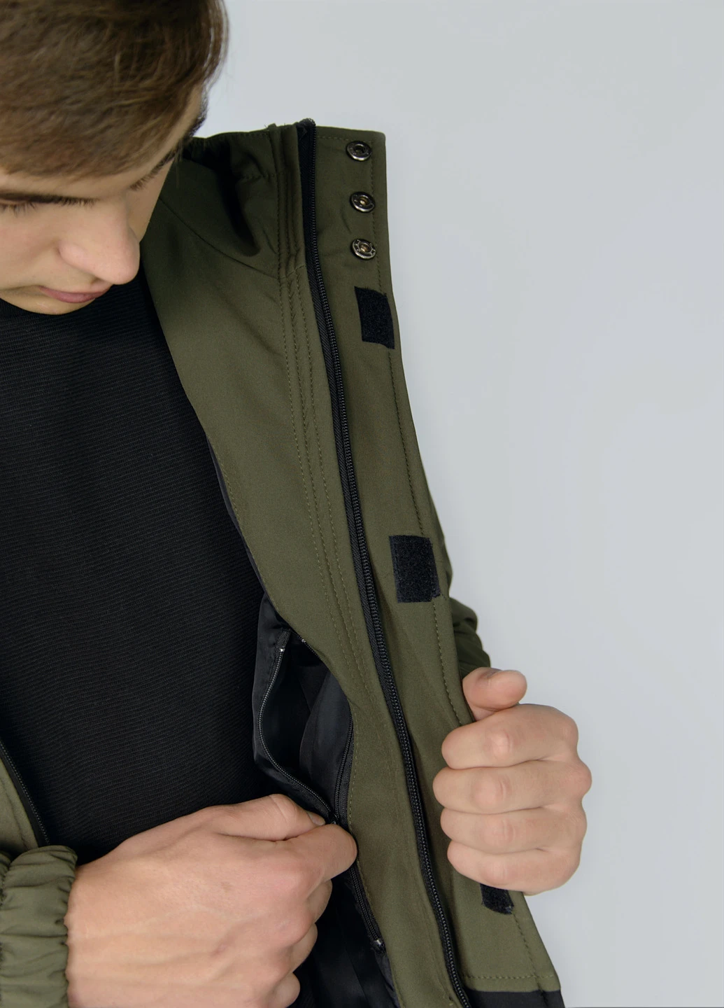 Оливковая (хаки) демисезонная куртка softshell "citizen" хаки-черная Intruder