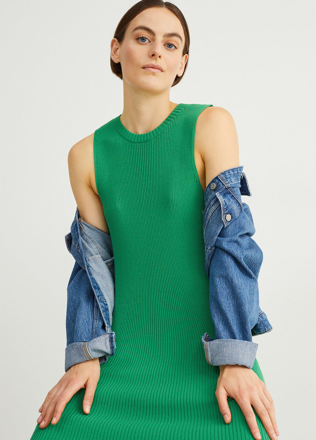 Зелена кежуал сукня силуетна, сукня-майка C&A однотонна