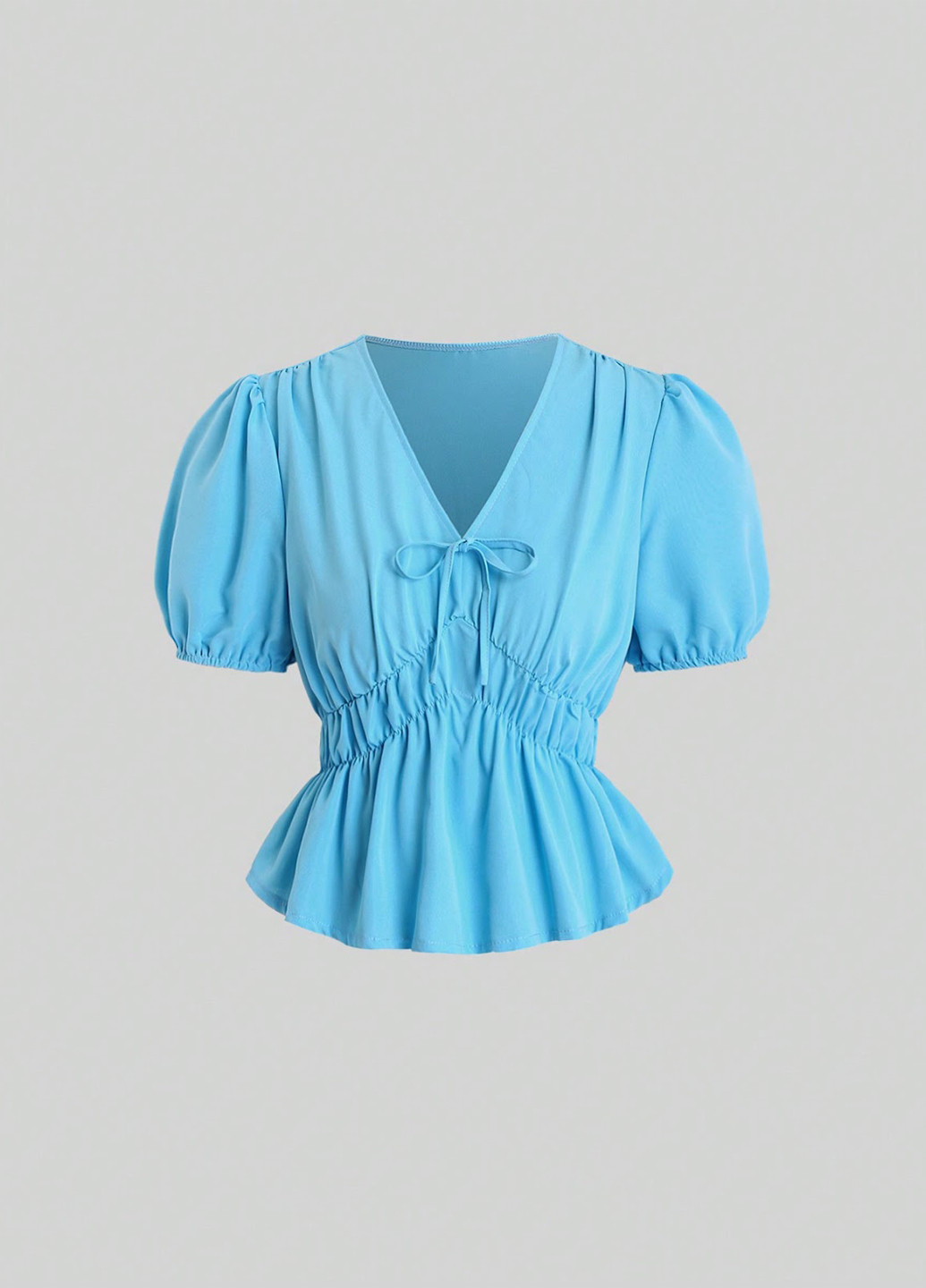 Голубая блуза с баской SHEIN