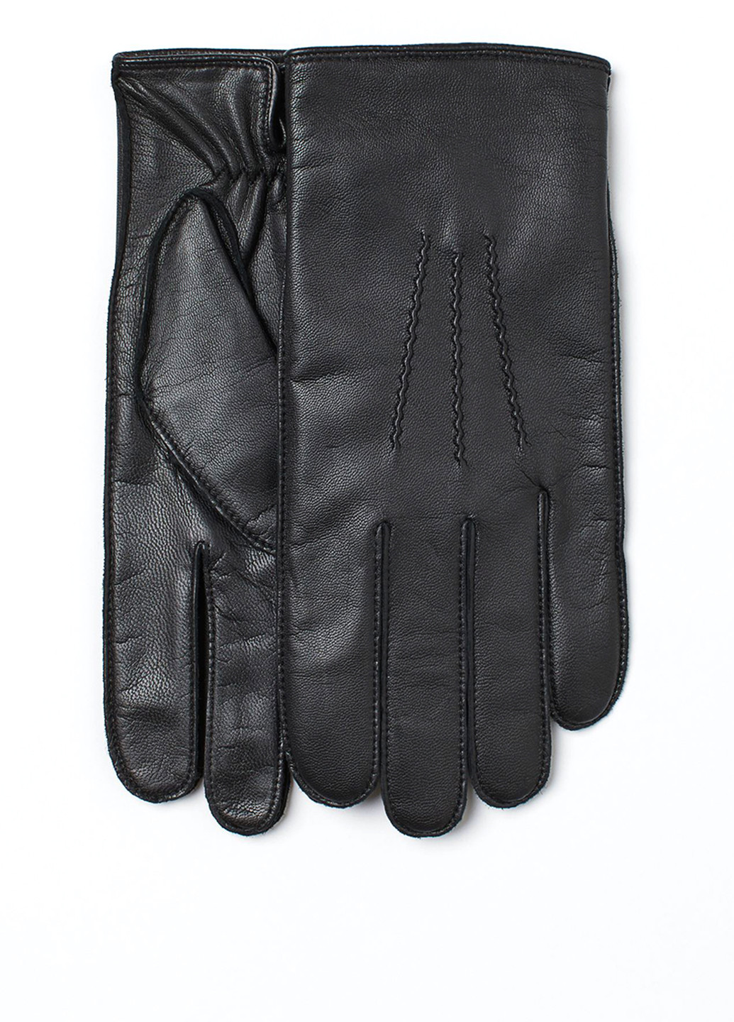 Перчатки H&M однотонные чёрные кэжуалы натуральная кожа