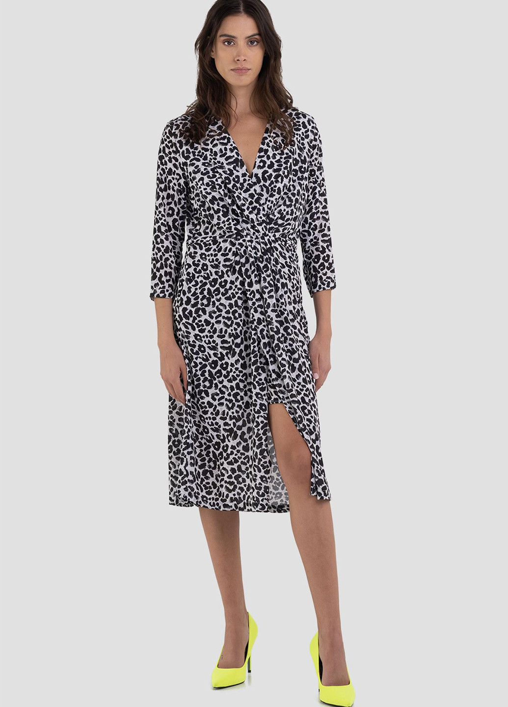 Комбинированное кэжуал платье Replay леопардовый