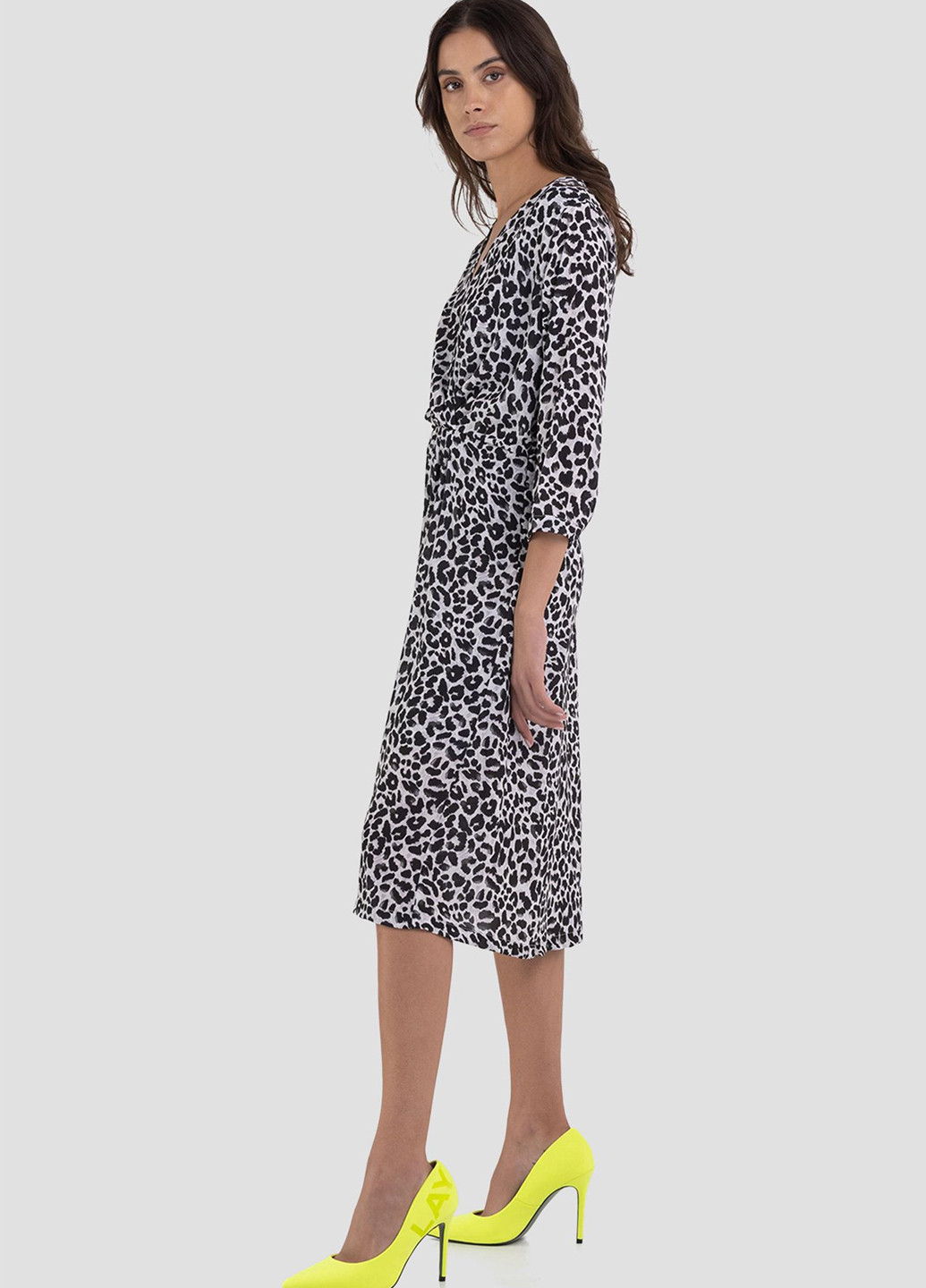 Комбинированное кэжуал платье Replay леопардовый