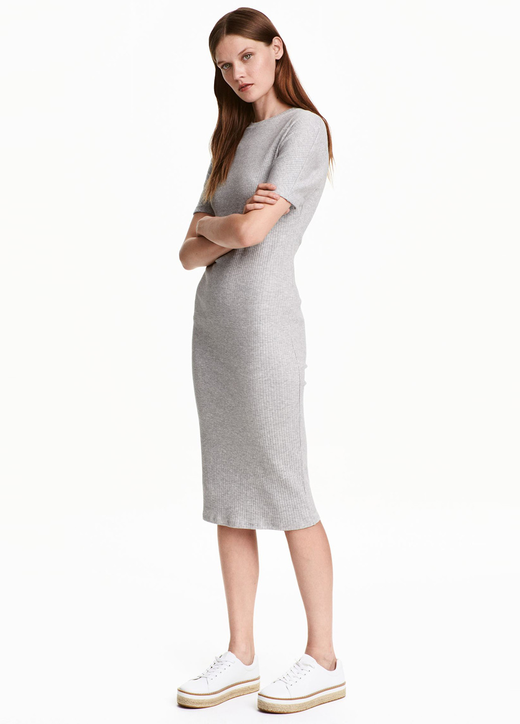 Сіра кежуал сукня футляр H&M меланжева