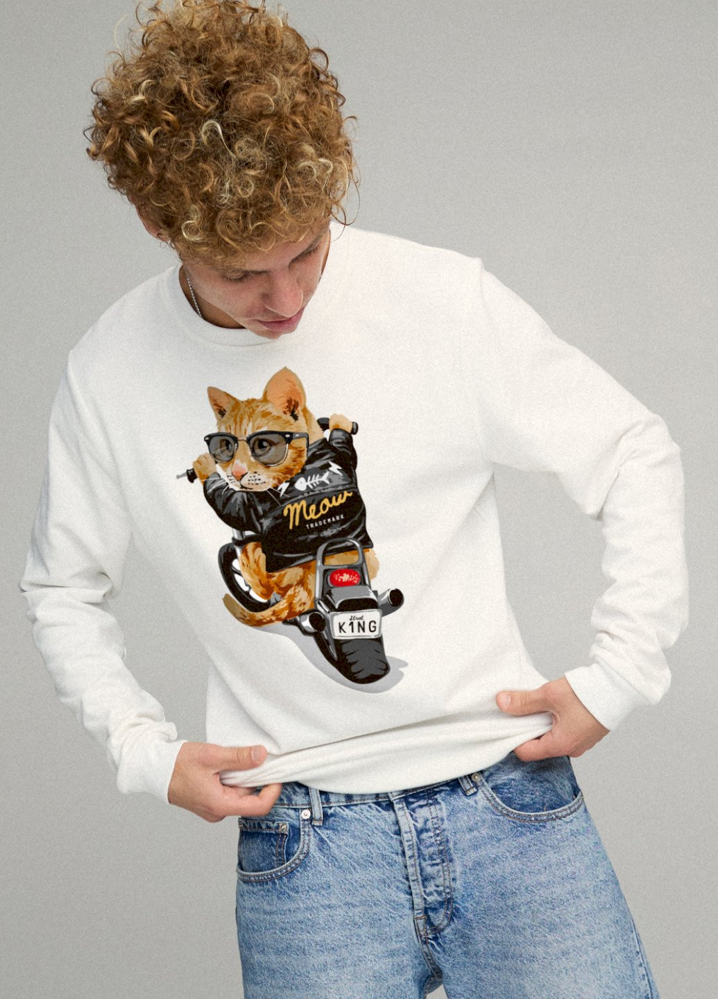 Белый свитшот мужской basic /no flis/ YAPPI рисунок (251791439)