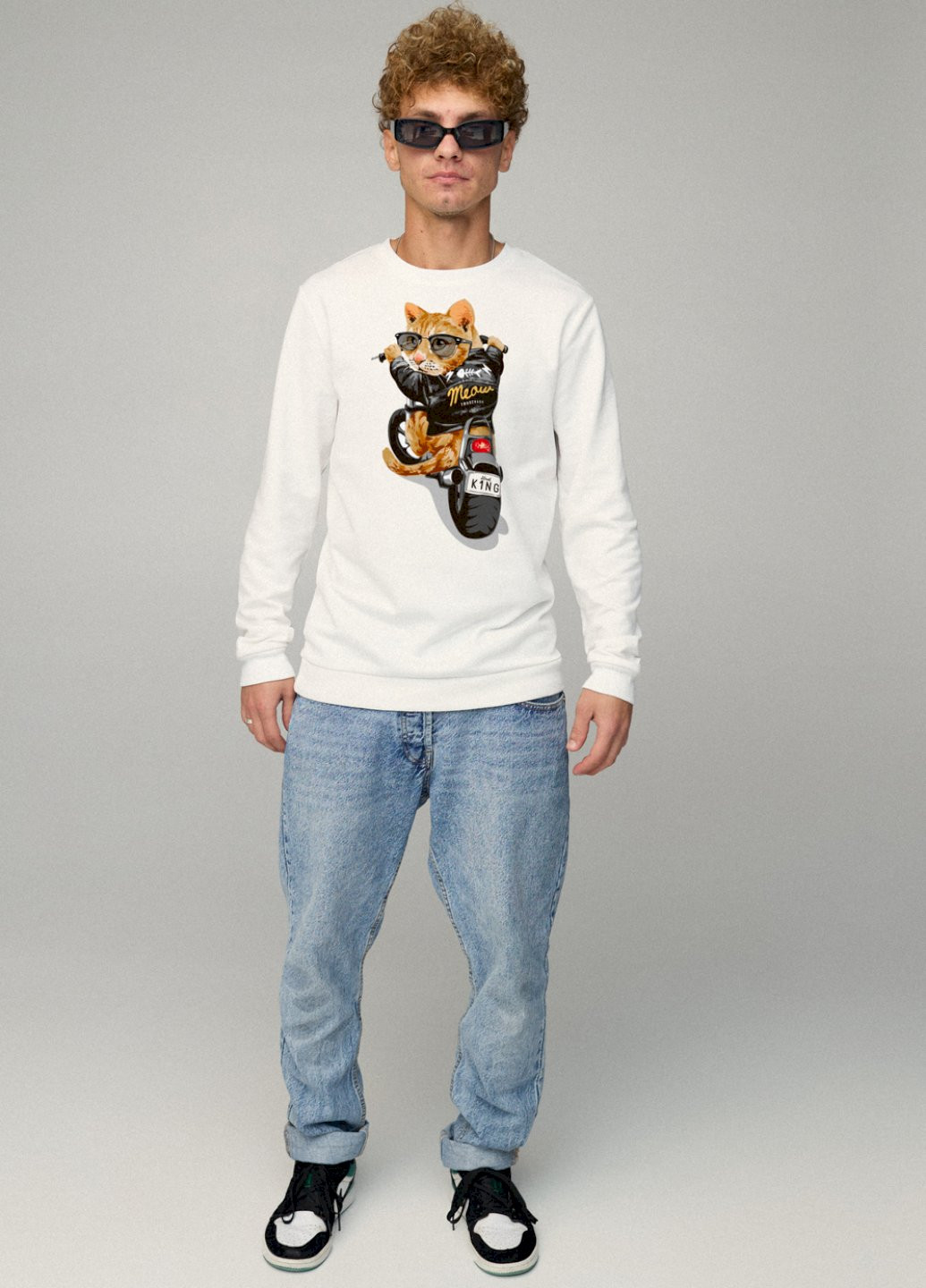 Белый свитшот мужской basic /no flis/ YAPPI рисунок (251791439)