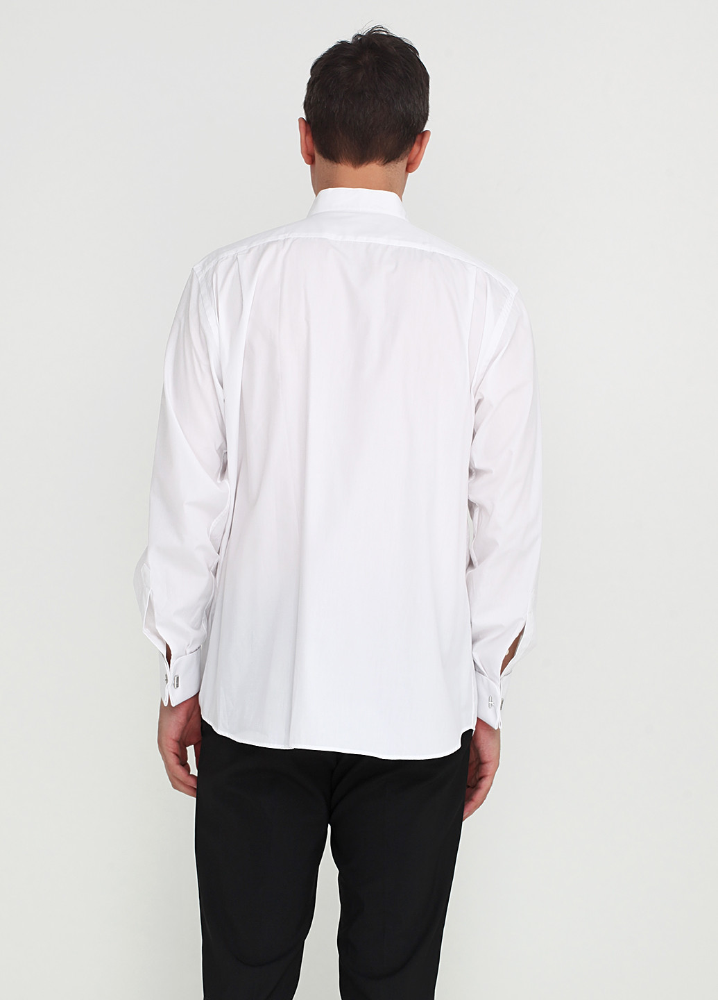 Белая классическая рубашка однотонная Romano Botta с длинным рукавом