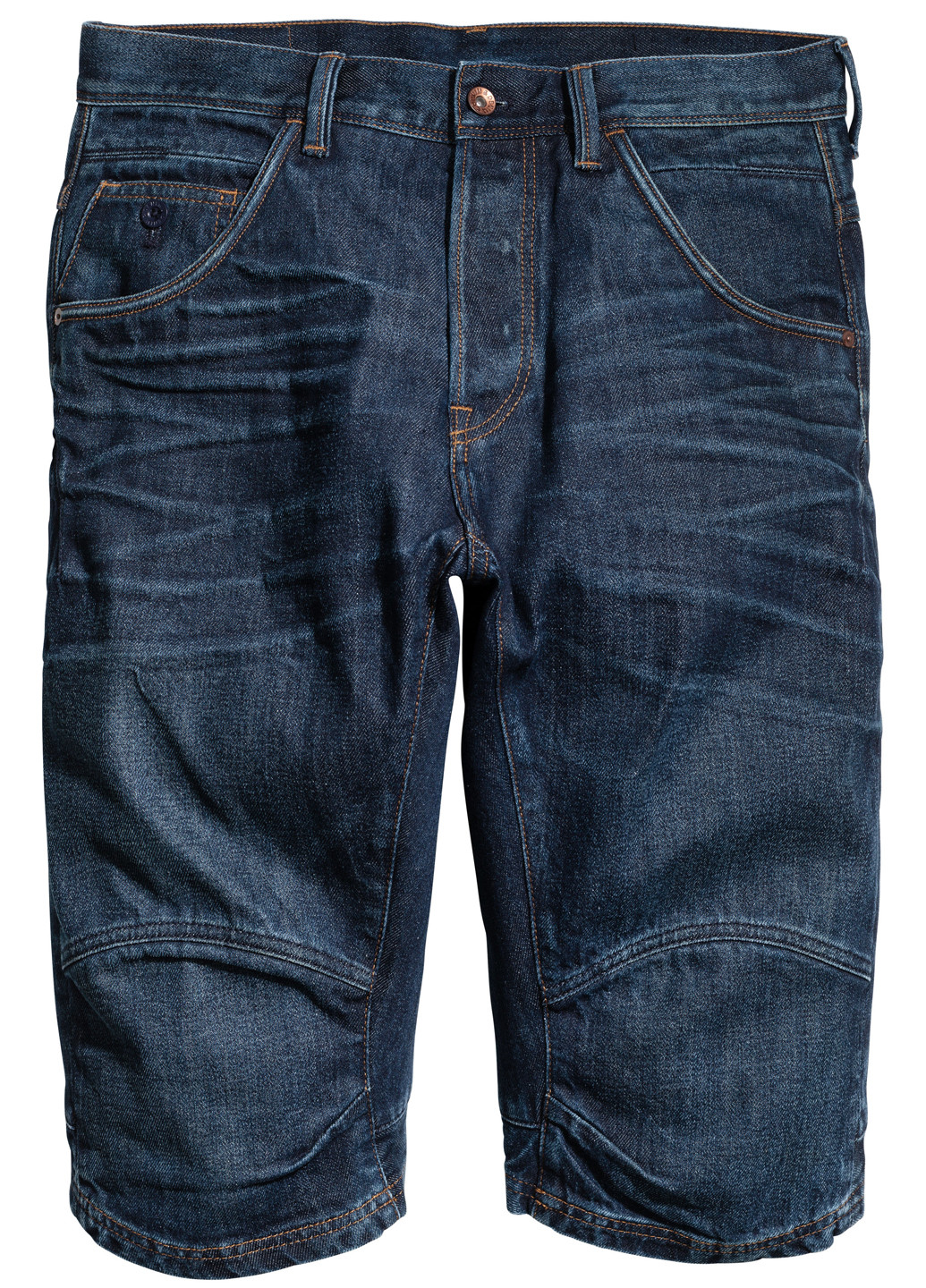 Шорты H&M однотонные тёмно-синие джинсовые