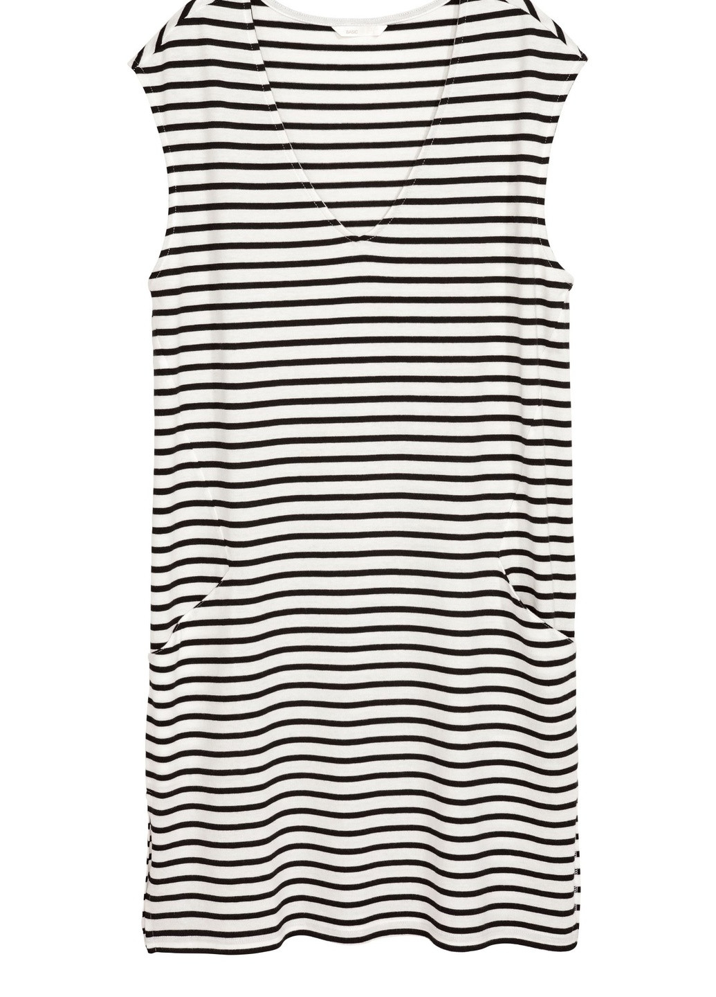 Черно-белое кэжуал платье H&M в полоску